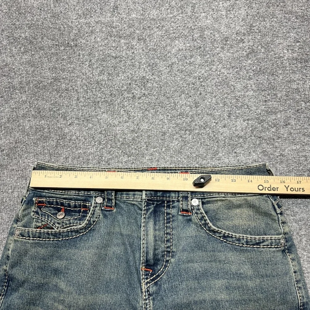 True Religion Jeans Mens 31x32 Blue Geno Big T Flap Slim Stretch Zip Fly